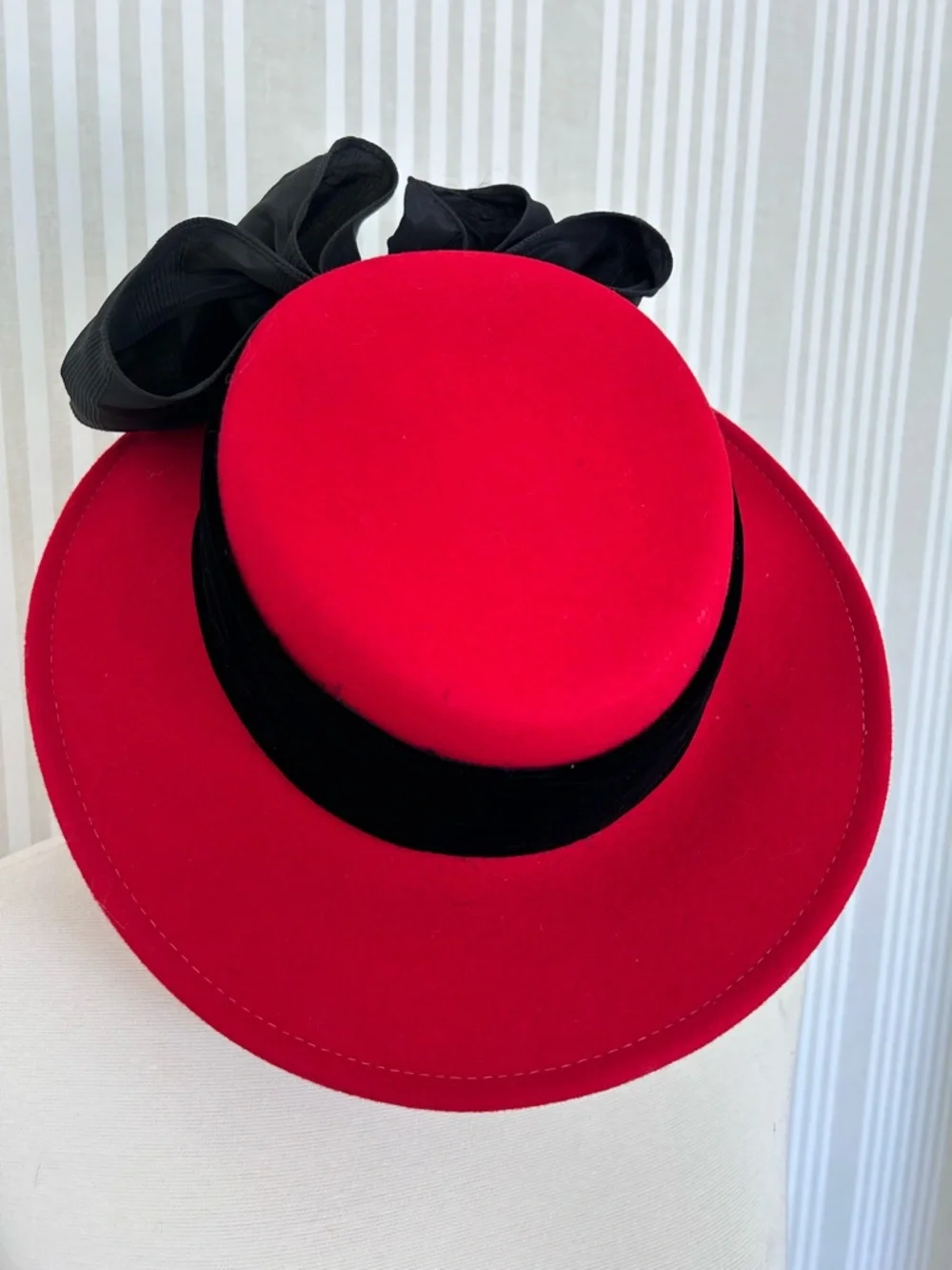 ERIC JAVITS Bollman & Co. Doeskin 100% Wool Felt Women’s Red Hat, USA Vintage - Picture 4 of 8